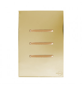 Conjunto Interruptor Triplo (2 Simples + 1 Paralelos) 4x2 - Novara Glass Dourado Gold